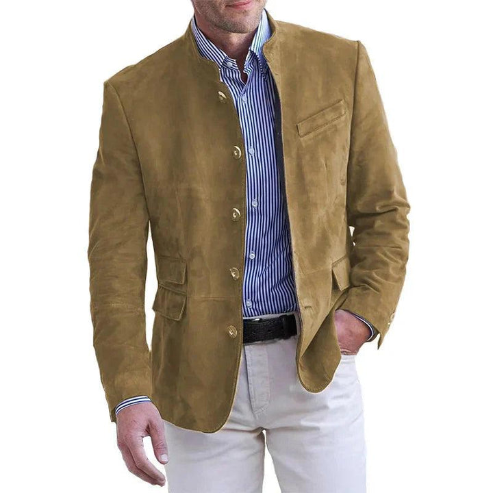 Veste en cuir homme, coupe élégante, style intemporel.  Modèle raffiné, idéal pour automne/hiver.