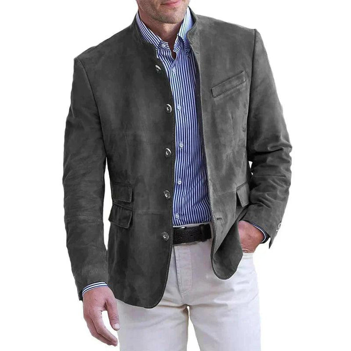 Veste en cuir homme, coupe élégante, style intemporel.  Modèle raffiné, idéal pour automne/hiver.