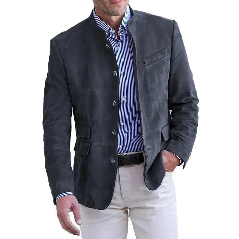 Veste en cuir homme, coupe élégante, style intemporel.  Modèle raffiné, idéal pour automne/hiver.