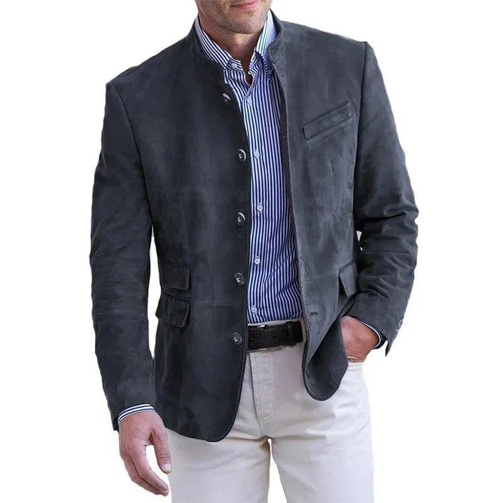 Veste en cuir homme, coupe élégante, style intemporel.  Modèle raffiné, idéal pour automne/hiver.