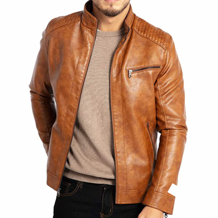 "Veste en cuir homme élégante coupe-vent, disponible en plusieurs coloris, idéale pour un style sophistiqué et intemporel."