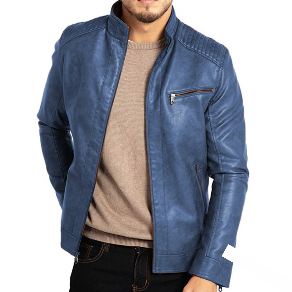 "Veste en cuir homme élégante coupe-vent, disponible en plusieurs coloris, idéale pour un style sophistiqué et intemporel."