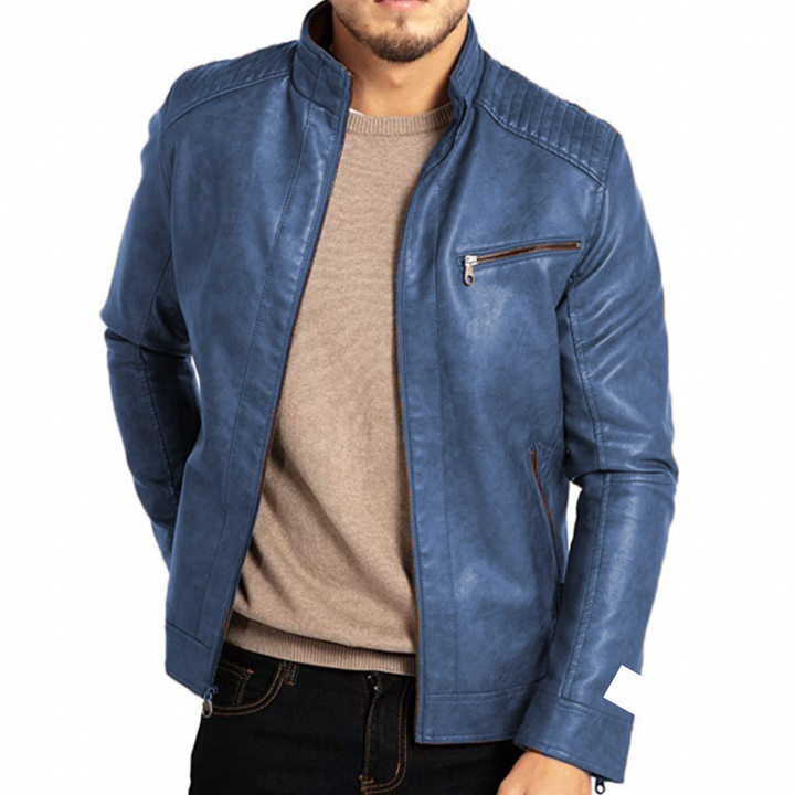 "Veste en cuir homme élégante coupe-vent, disponible en plusieurs coloris, idéale pour un style sophistiqué et intemporel."