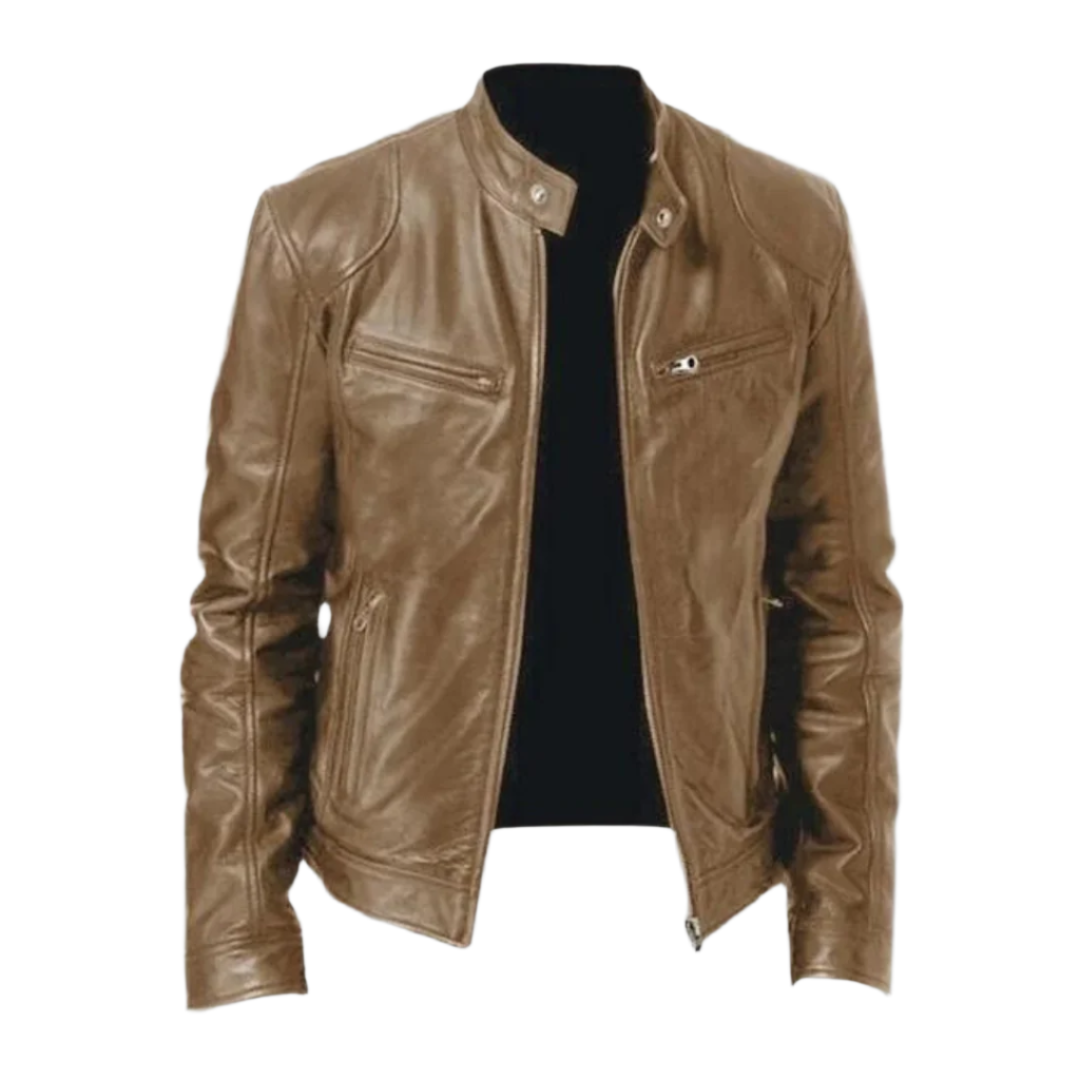 "Veste en cuir homme élégante, design intemporel, cuir premium, pratique pour toutes occasions, veste polyvalente."