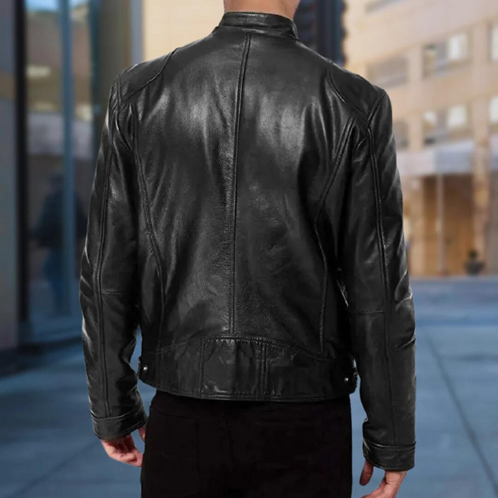 "Veste en cuir homme élégante, design intemporel, cuir premium, pratique pour toutes occasions, veste polyvalente."