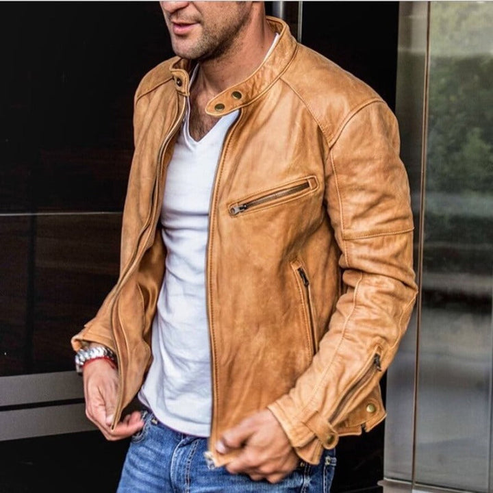 Veste en cuir homme, élégante et résistante.  Design classique, coupe impeccable.