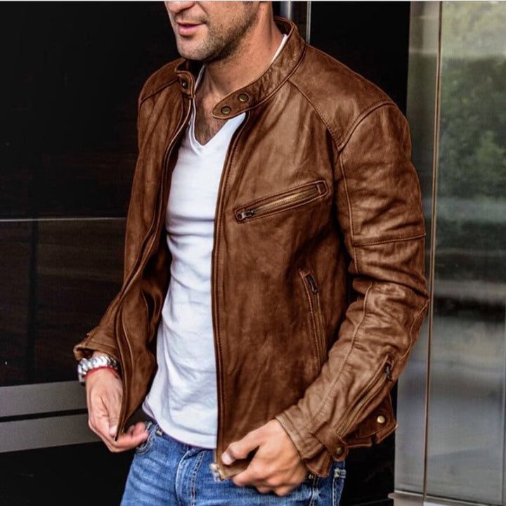 Veste en cuir homme, élégante et résistante.  Design classique, coupe impeccable.