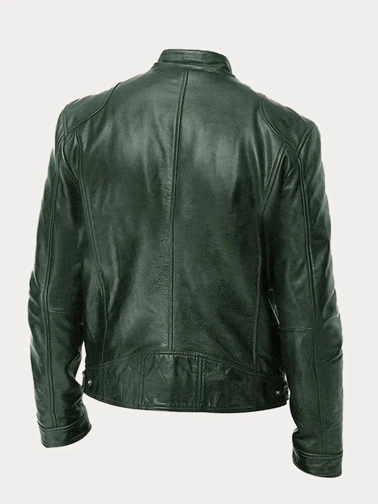 Veste en cuir homme, style casual chic. Coupe ajustée, cuir véritable. Plusieurs couleurs disponibles.