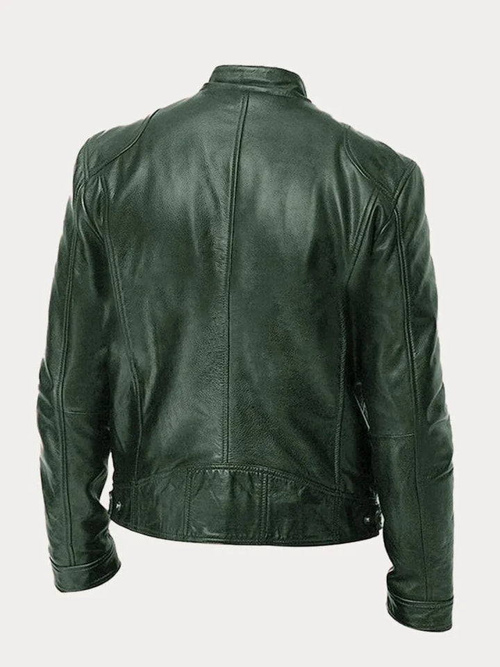 Veste en cuir homme, style casual chic. Coupe ajustée, cuir véritable. Plusieurs couleurs disponibles.