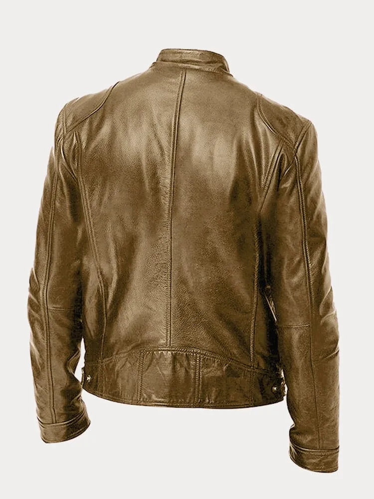 Veste en cuir homme, style casual chic. Coupe ajustée, cuir véritable. Plusieurs couleurs disponibles.