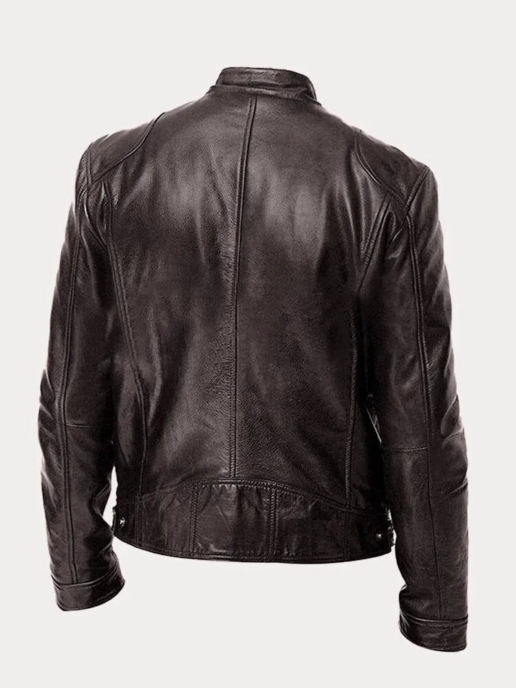 Veste en cuir homme, style casual chic. Coupe ajustée, cuir véritable. Plusieurs couleurs disponibles.