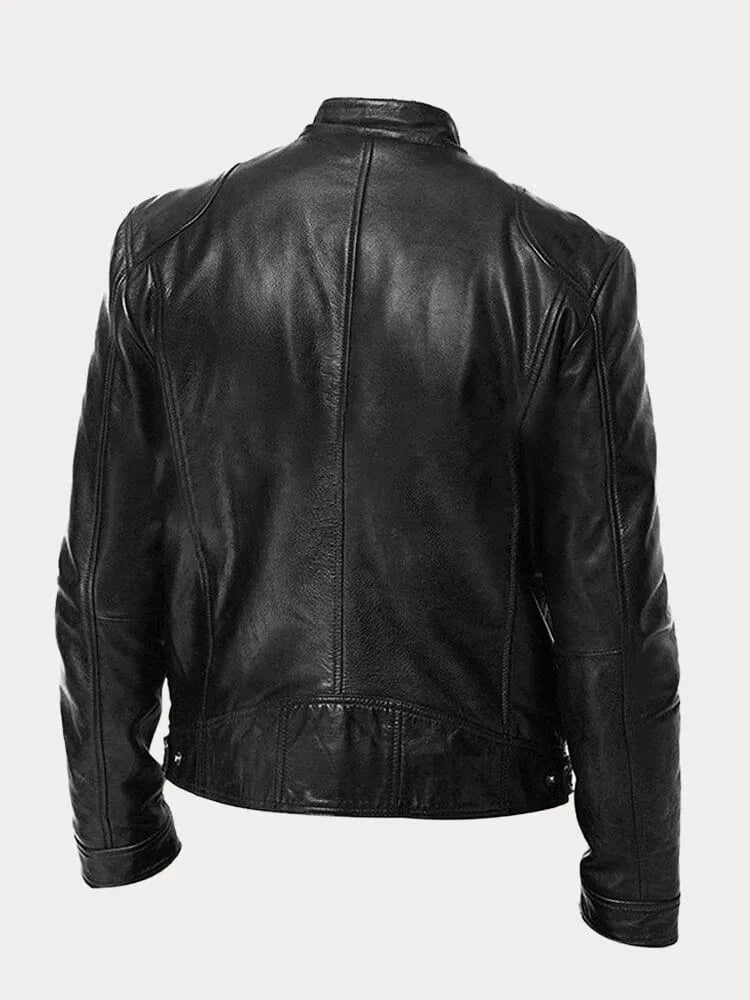 Veste en cuir homme, style casual chic. Coupe ajustée, cuir véritable. Plusieurs couleurs disponibles.