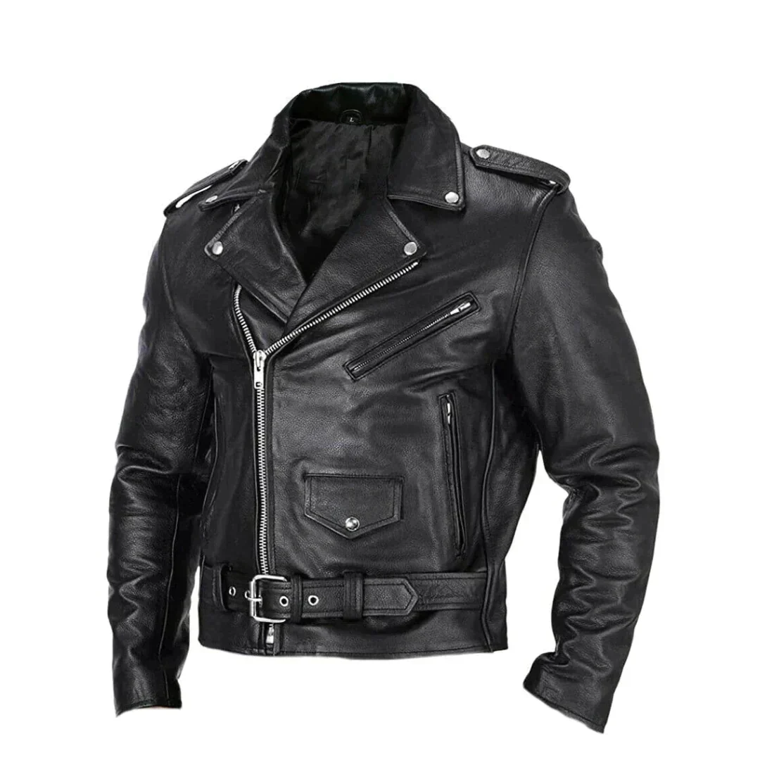 Veste en cuir homme, style élégant et moderne. Coupe cintrée, fermeture éclair.  Idéale pour toutes occasions.