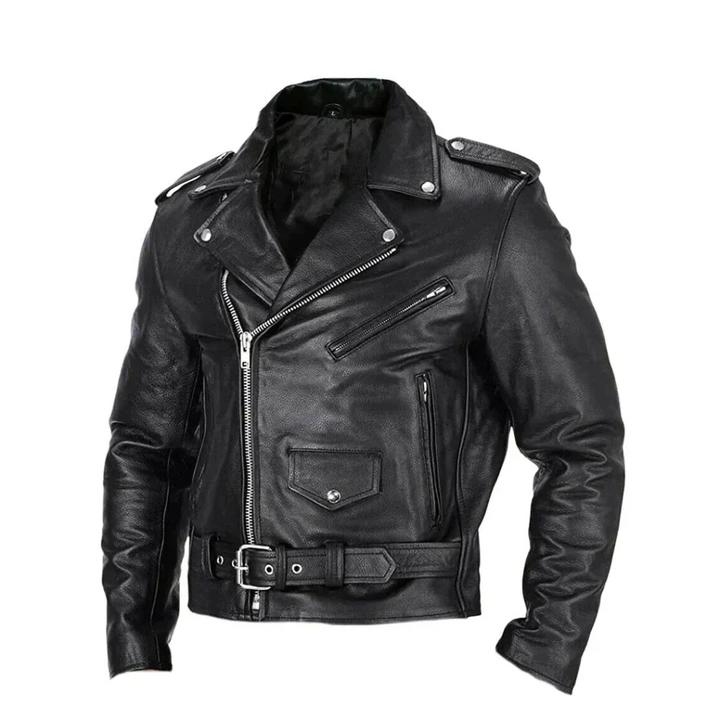 Veste en cuir homme, style élégant et moderne. Coupe cintrée, fermeture éclair.  Idéale pour toutes occasions.