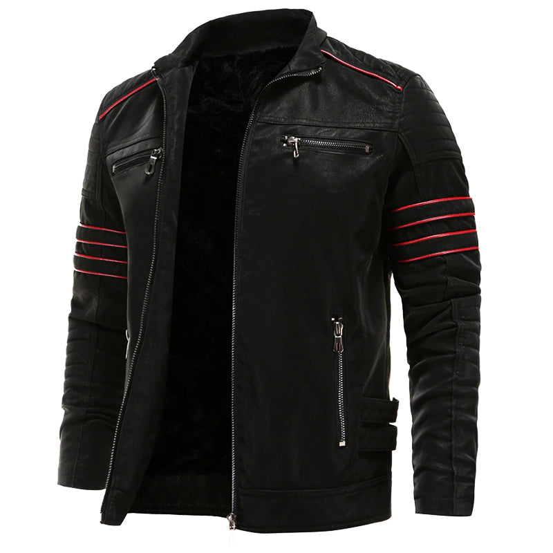 Veste en cuir homme, style urbain. Modèle élégant et résistant.  Détails stylés.