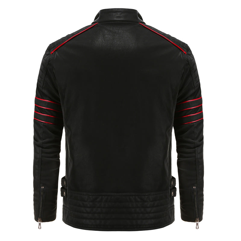 Veste en cuir homme, style urbain. Modèle élégant et résistant.  Détails stylés.