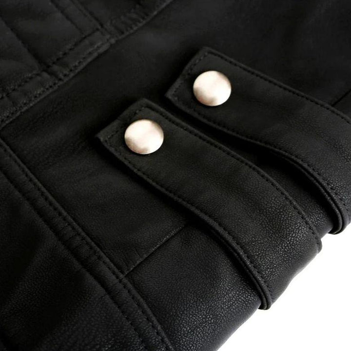 Veste en cuir homme, style urbain. Modèle élégant et résistant.  Détails stylés.