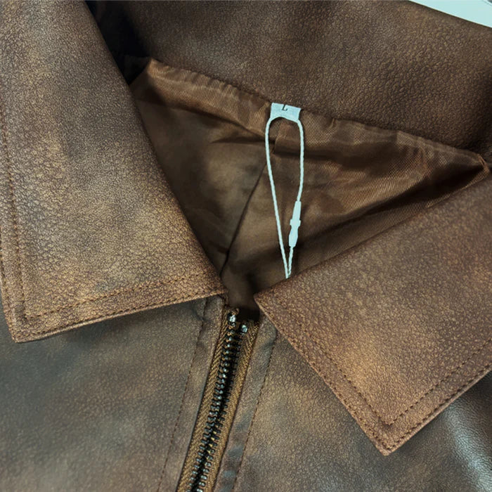 Veste en cuir homme zippée, élégante et confortable. Coupe ajustée, cuir premium.