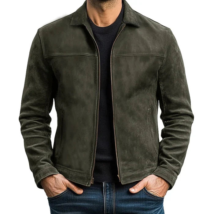 Veste en cuir homme zippée, élégante et confortable. Coupe ajustée, cuir premium.