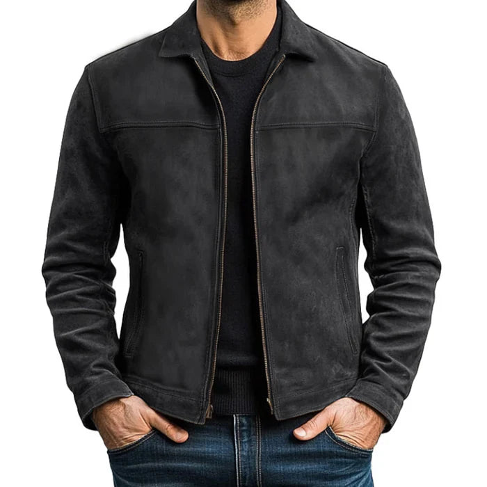 Veste en cuir homme zippée, élégante et confortable. Coupe ajustée, cuir premium.