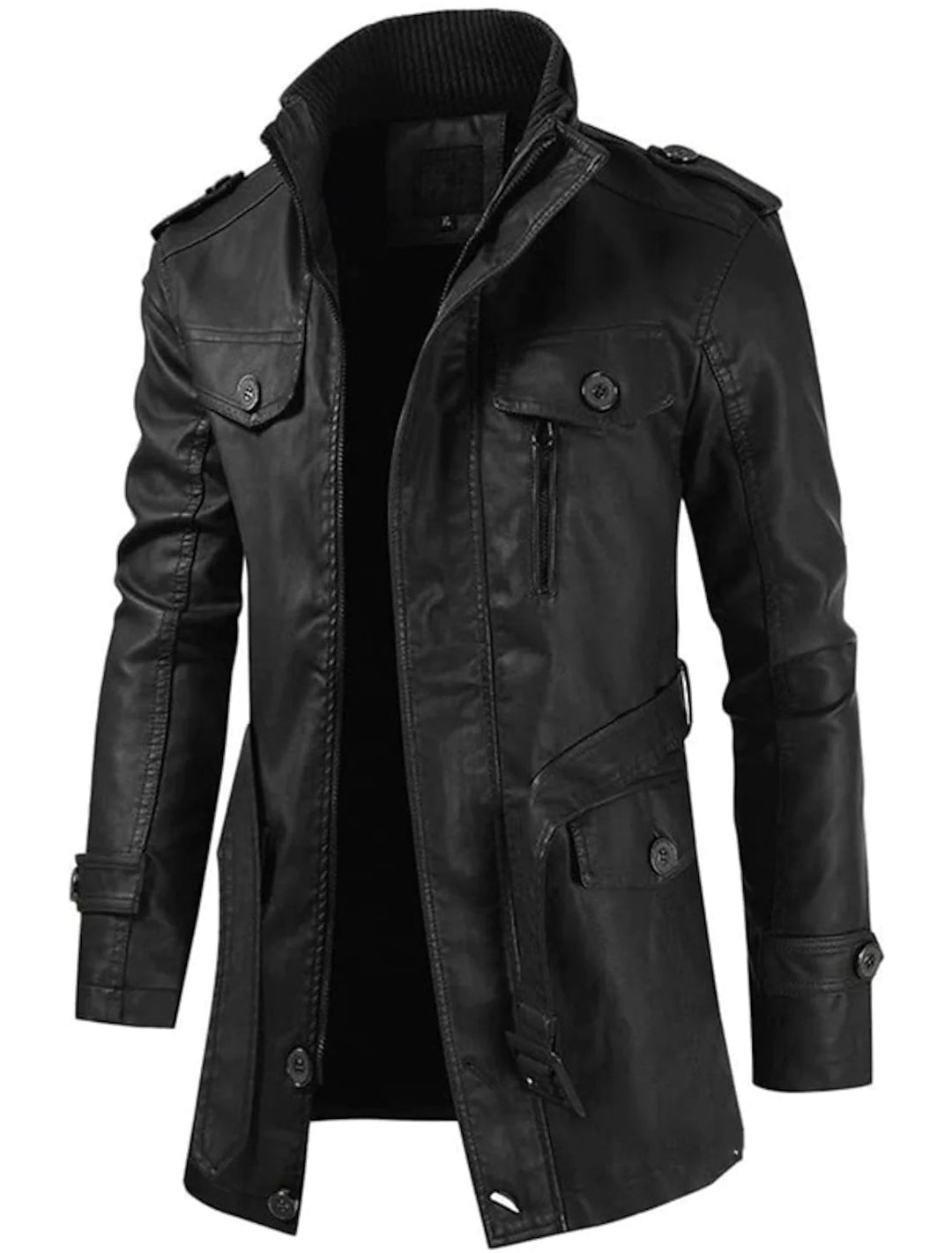 Élégante veste en cuir pour homme, coupe classique, vêtement extérieur polyvalent pour un look tendance.
