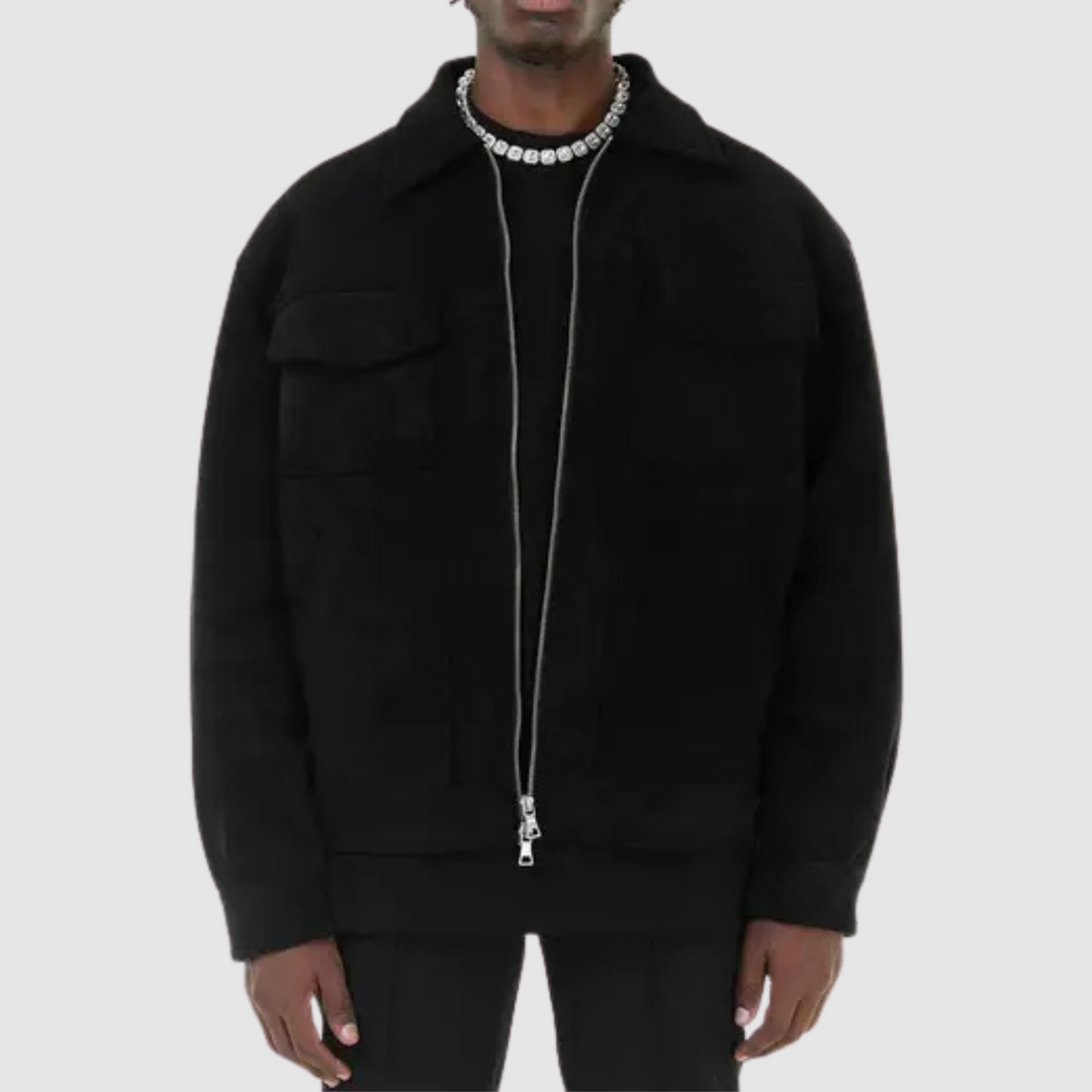 Veste en daim homme, coupe cintrée, style classique.  Fermeture éclair, col élégant.  Douceur et chaleur.