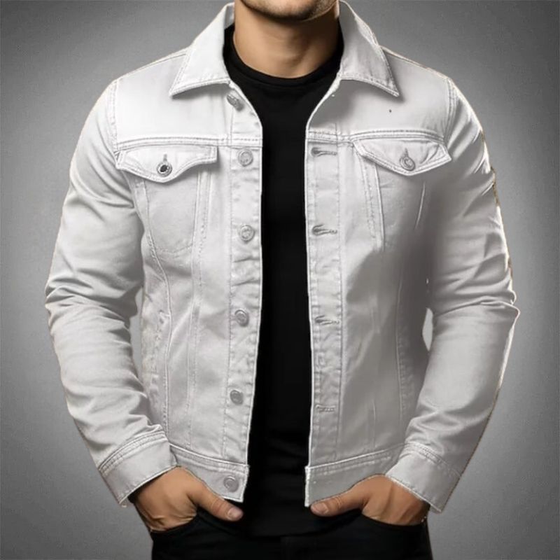 "Veste en denim pour homme, élégante et moderne, couleur indigo, design polyvalent, idéale pour un look raffiné."
