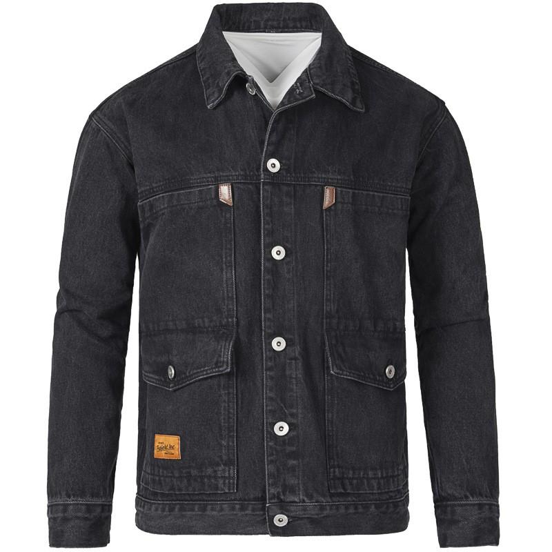 Veste en jean décontractée bleue pour hommes, coupe classique avec poches poitrine, idéale pour tous les styles.