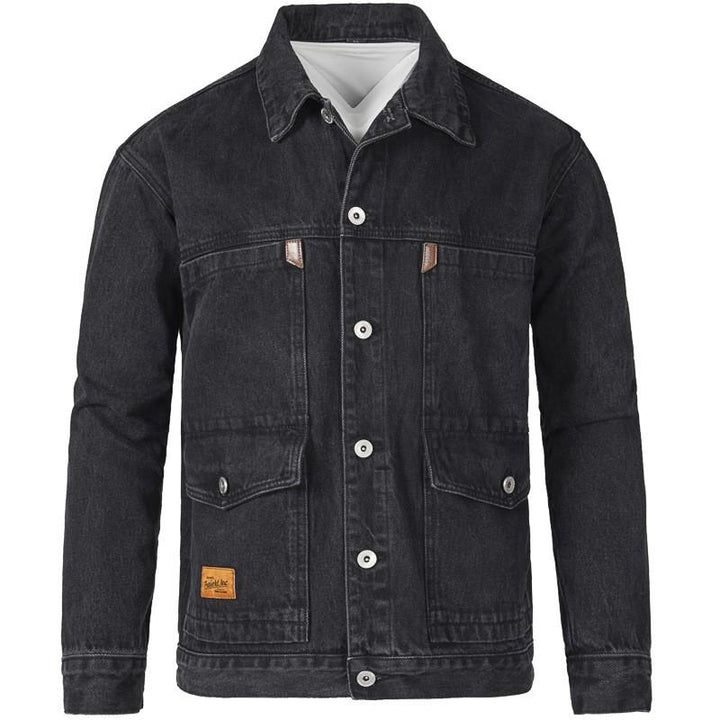 Veste en jean décontractée bleue pour hommes, coupe classique avec poches poitrine, idéale pour tous les styles.