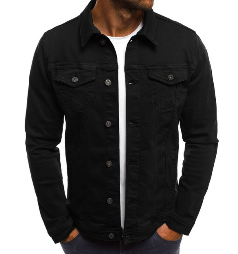 Veste en jean homme décontractée. Coupe confortable, denim robuste. Style polyvalent, poches multiples.