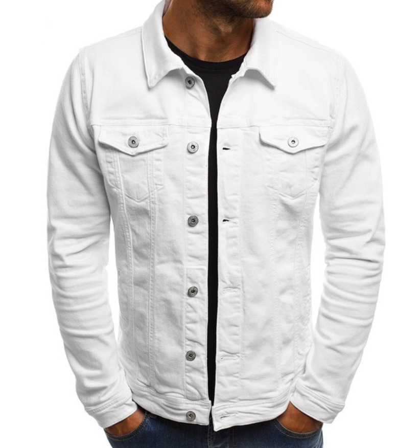 Veste en jean homme décontractée. Coupe confortable, denim robuste. Style polyvalent, poches multiples.