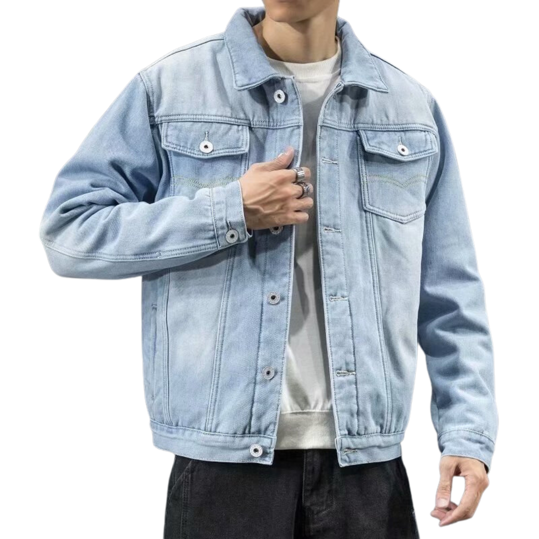 Veste en denim homme confortable pour le quotidien. Vêtement extérieur robuste, élégant et facile à superposer.