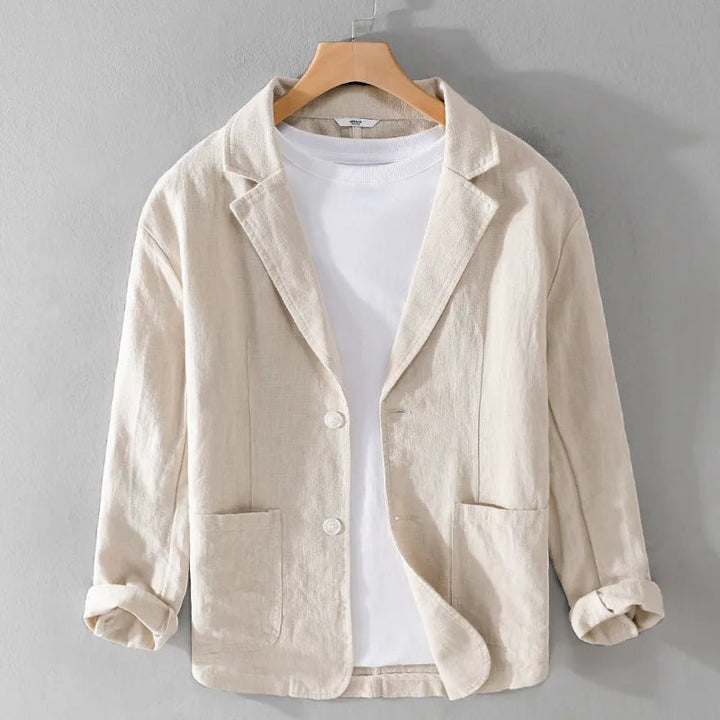 "Veste en lin pour homme, décontractée, élégante, plusieurs couleurs, design léger et confortable, parfaite pour l'été."