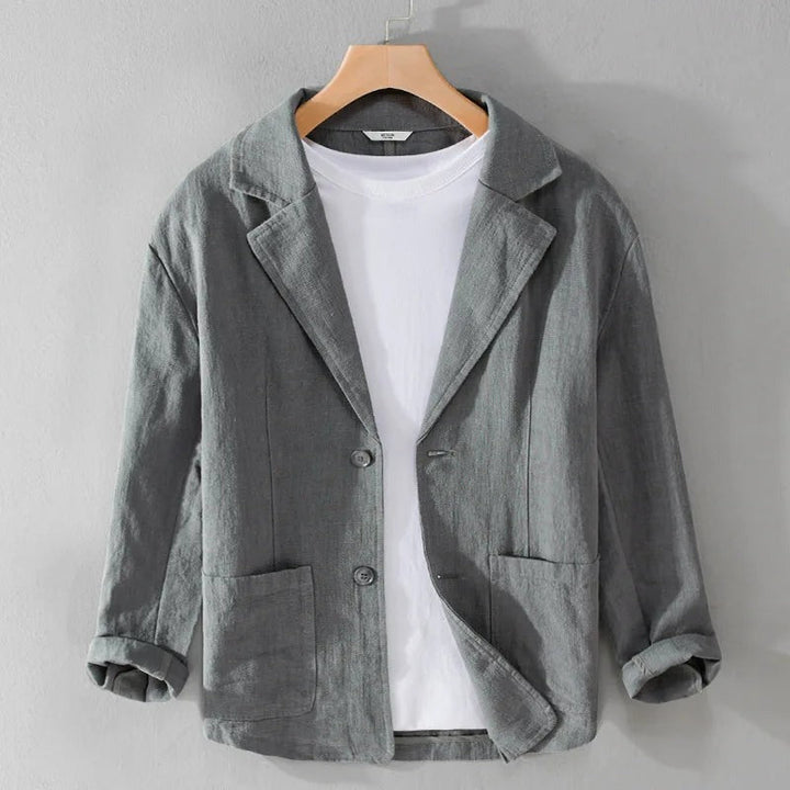 "Veste en lin pour homme, décontractée, élégante, plusieurs couleurs, design léger et confortable, parfaite pour l'été."