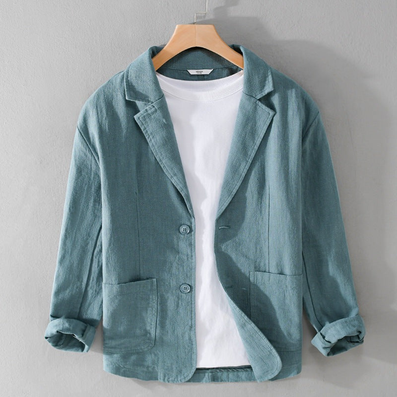 "Veste en lin pour homme, décontractée, élégante, plusieurs couleurs, design léger et confortable, parfaite pour l'été."