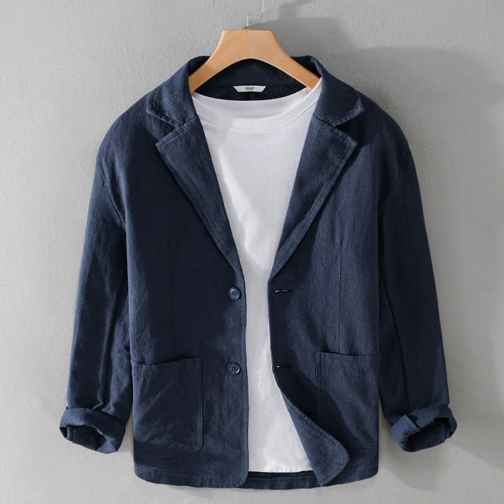 "Veste en lin pour homme, décontractée, élégante, plusieurs couleurs, design léger et confortable, parfaite pour l'été."