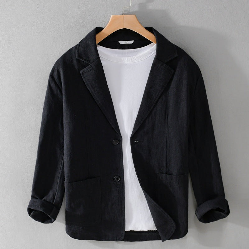"Veste en lin pour homme, décontractée, élégante, plusieurs couleurs, design léger et confortable, parfaite pour l'été."