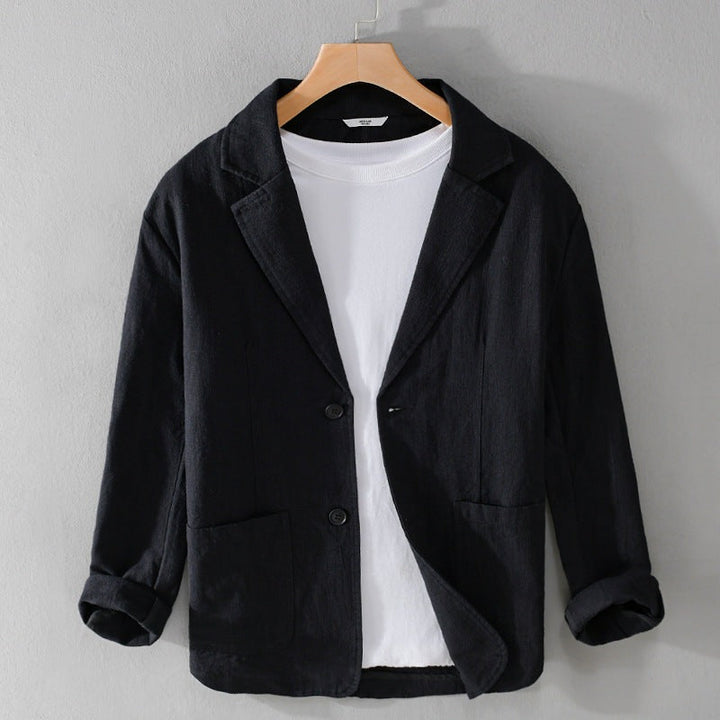 "Veste en lin pour homme, décontractée, élégante, plusieurs couleurs, design léger et confortable, parfaite pour l'été."