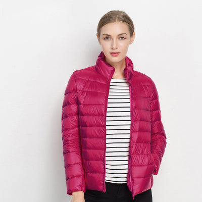 Blouson femme puffer confortable, léger, imperméable, idéal pour le printemps.