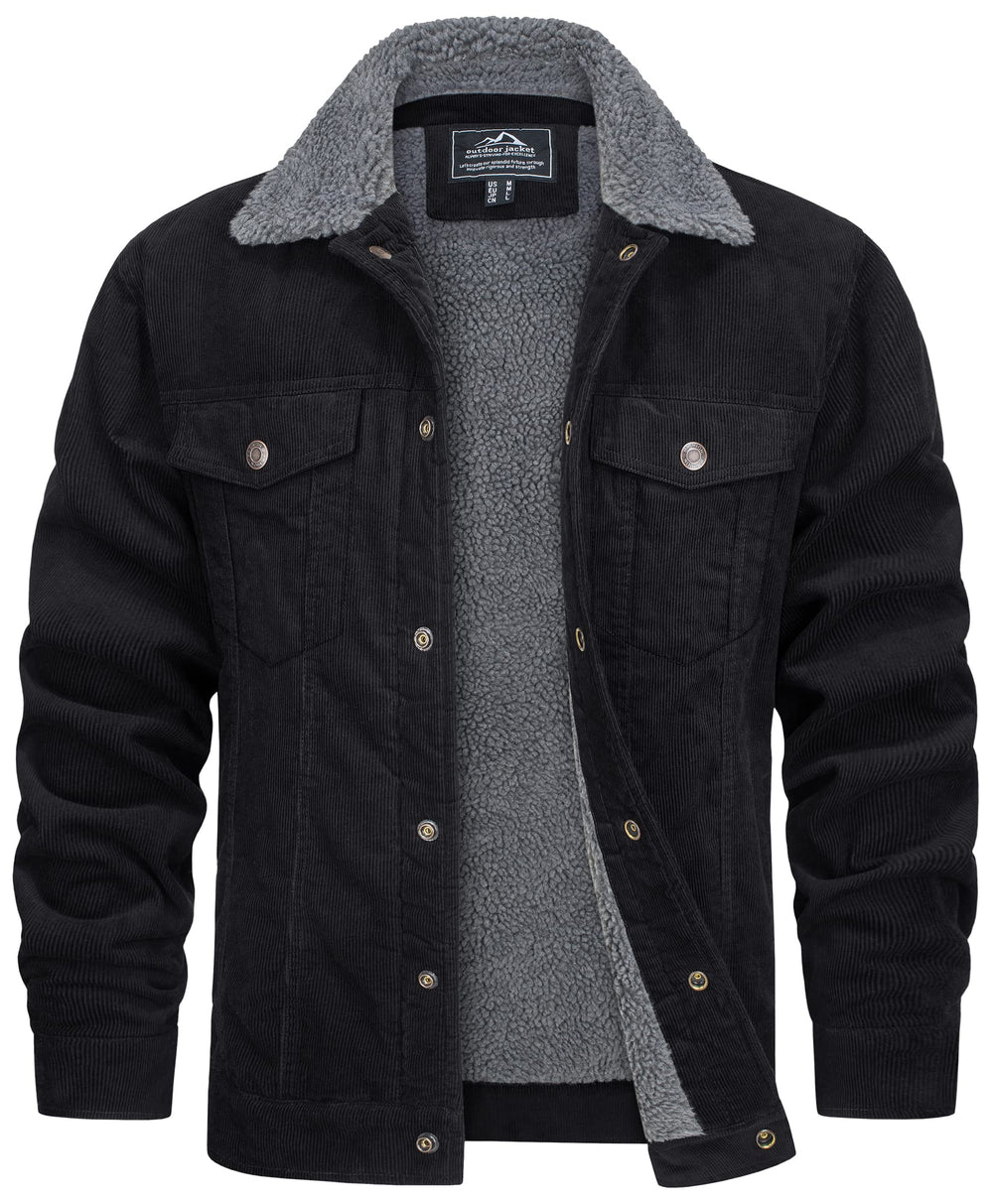 Manteau urbain homme robuste en velours côtelé, idéal pour l'hiver et les intempéries. Chaud et polyvalent.
