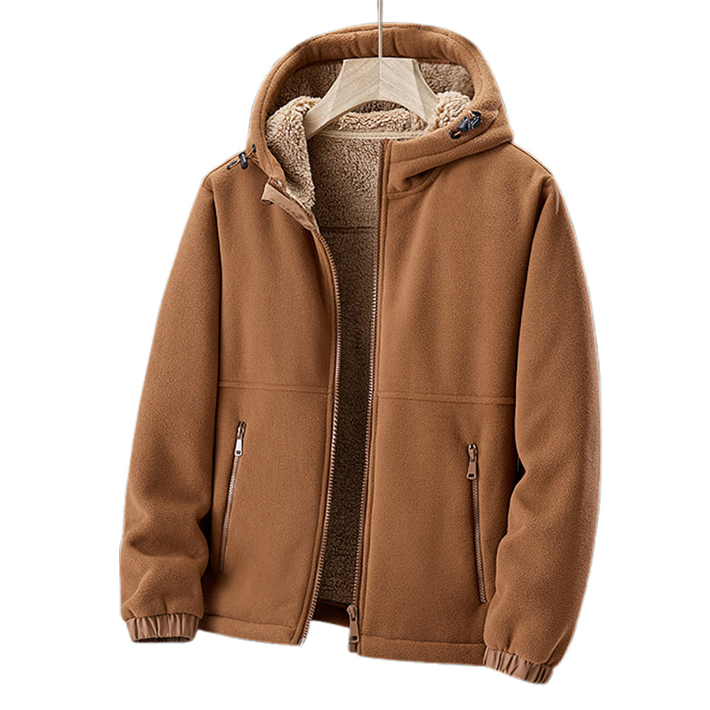 Veste hiver homme polaire chaude avec capuche, style décontracté. Confort et protection outdoor.