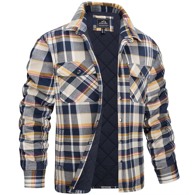 Veste homme à carreaux jaune et gris, coupe ajustée, style décontracté et élégant. Mode masculine confortable.