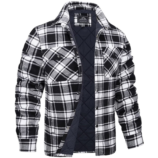 Élégante veste homme à carreaux noirs et blancs, coupe ajustée. Vêtement masculin moderne et confortable.
