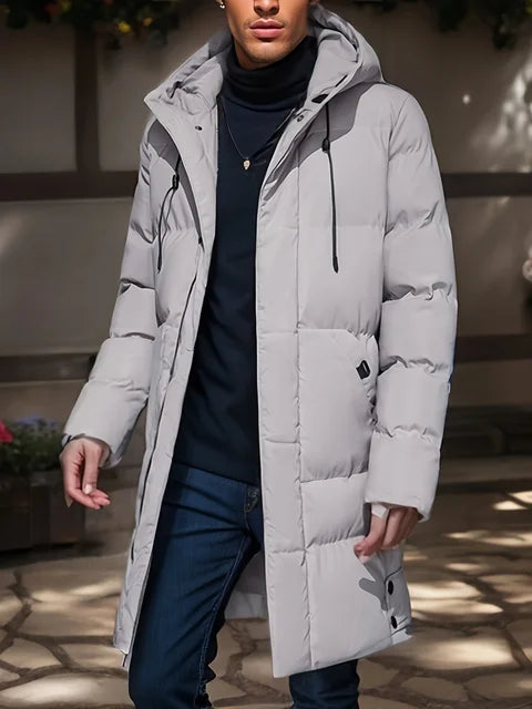 Veste homme chaude à capuche, coupe-vent.  Idéale pour l'hiver. Design élégant et confortable.