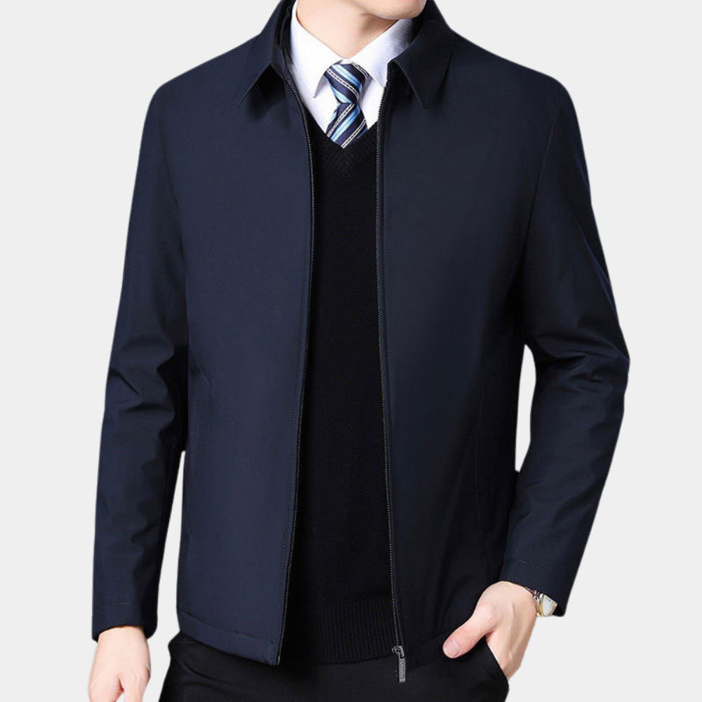 Veste homme décontractée, coupe élégante.  Bleu marine, noir ou vert.  Confort optimal.