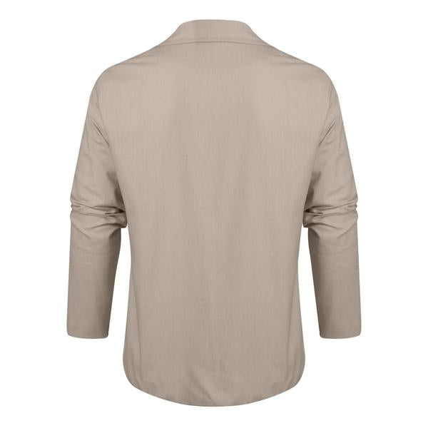 "Veste homme élégante en coton et lin, kaki, gris, bleu ou noir; style polyvalent, décontracté et respirant toutes saisons."