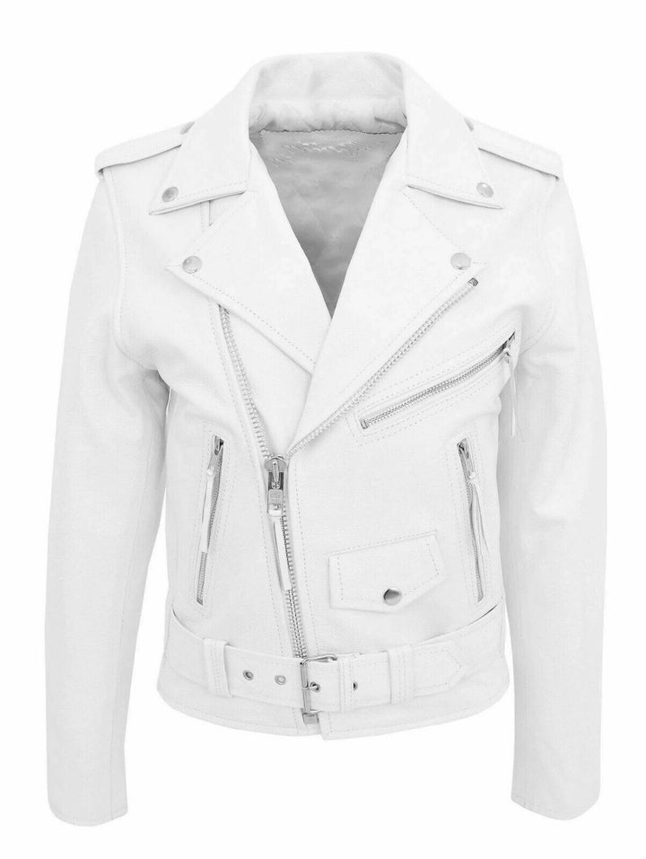 Veste homme en cuir noir et blanc. Modèle élégant et robuste, parfait pour l'hiver.