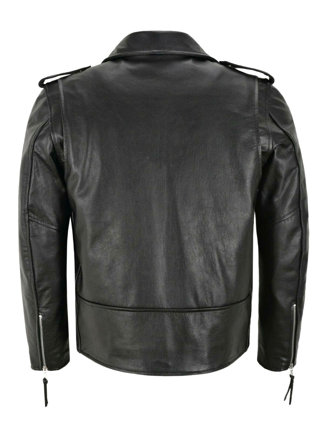Veste homme en cuir noir et blanc. Modèle élégant et robuste, parfait pour l'hiver.
