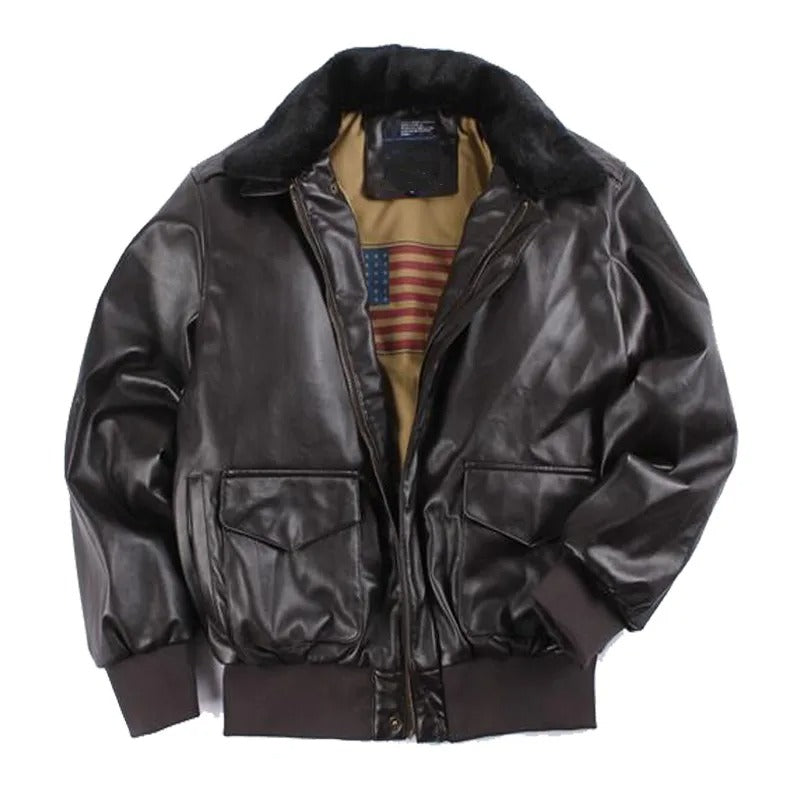Veste homme en cuir vintage, style rétro. Coupe élégante, marron ou noir.