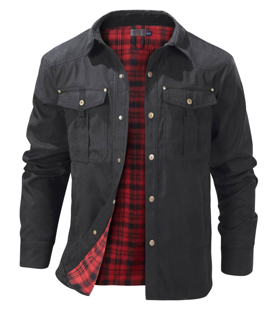 Veste homme en flanelle, chaude et confortable.  Design moderne, coupe élégante. Idéale pour l'automne/hiver.